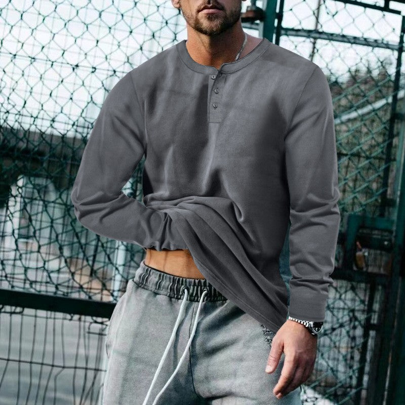 Herren Longsleeve Henley aus leichter Baumwollmischung Drune