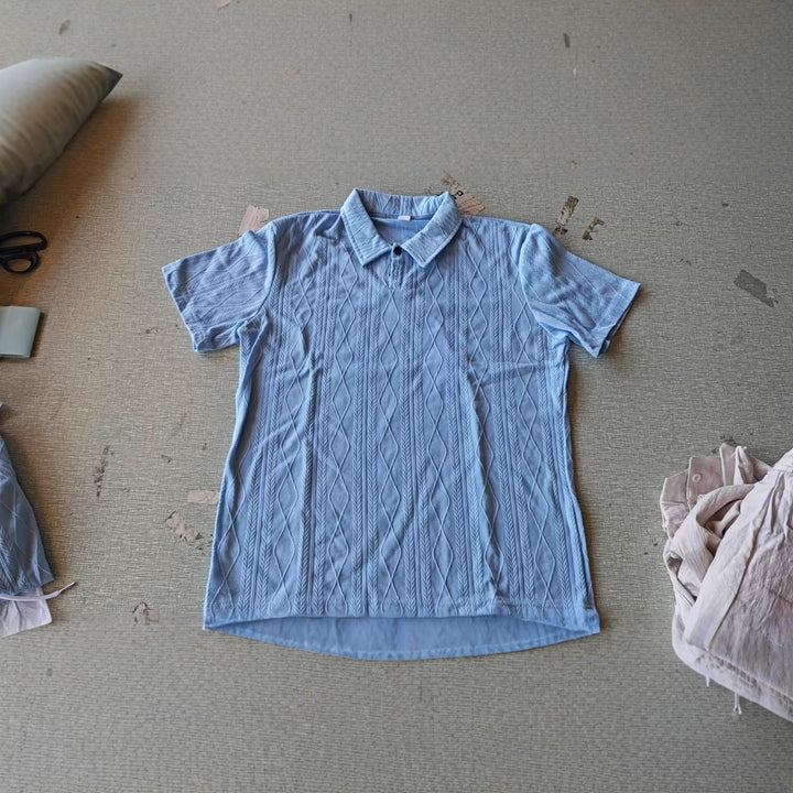 Herren Gemütliches Kabelstrick-Polo und Hosen-Set Drune