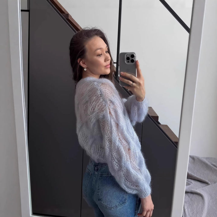 Damen Weicher Mohairpullover mit voluminösen Ärmeln Drune