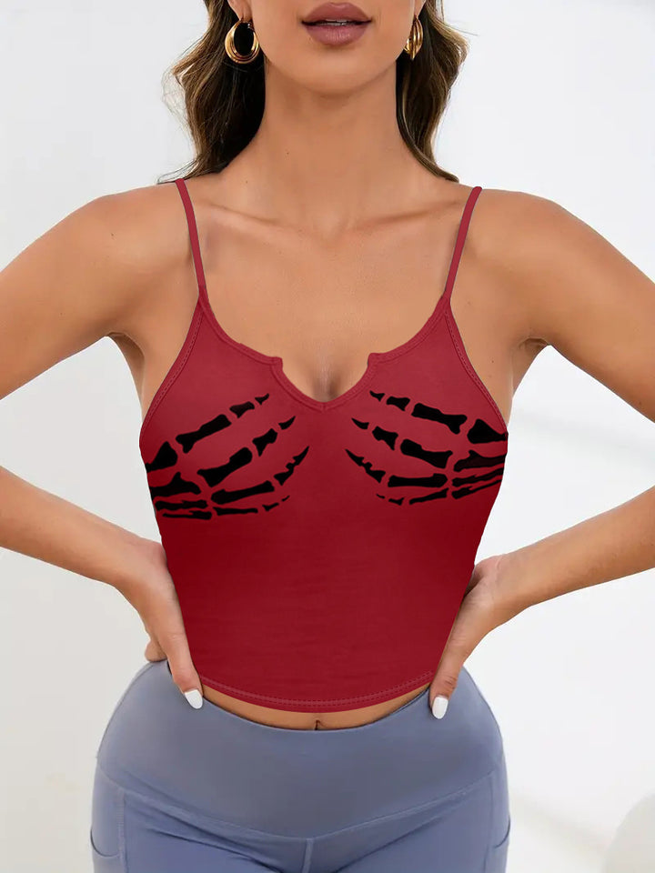 Damen Sportliches Crop-Top mit kreativem Skelett-Design Drune