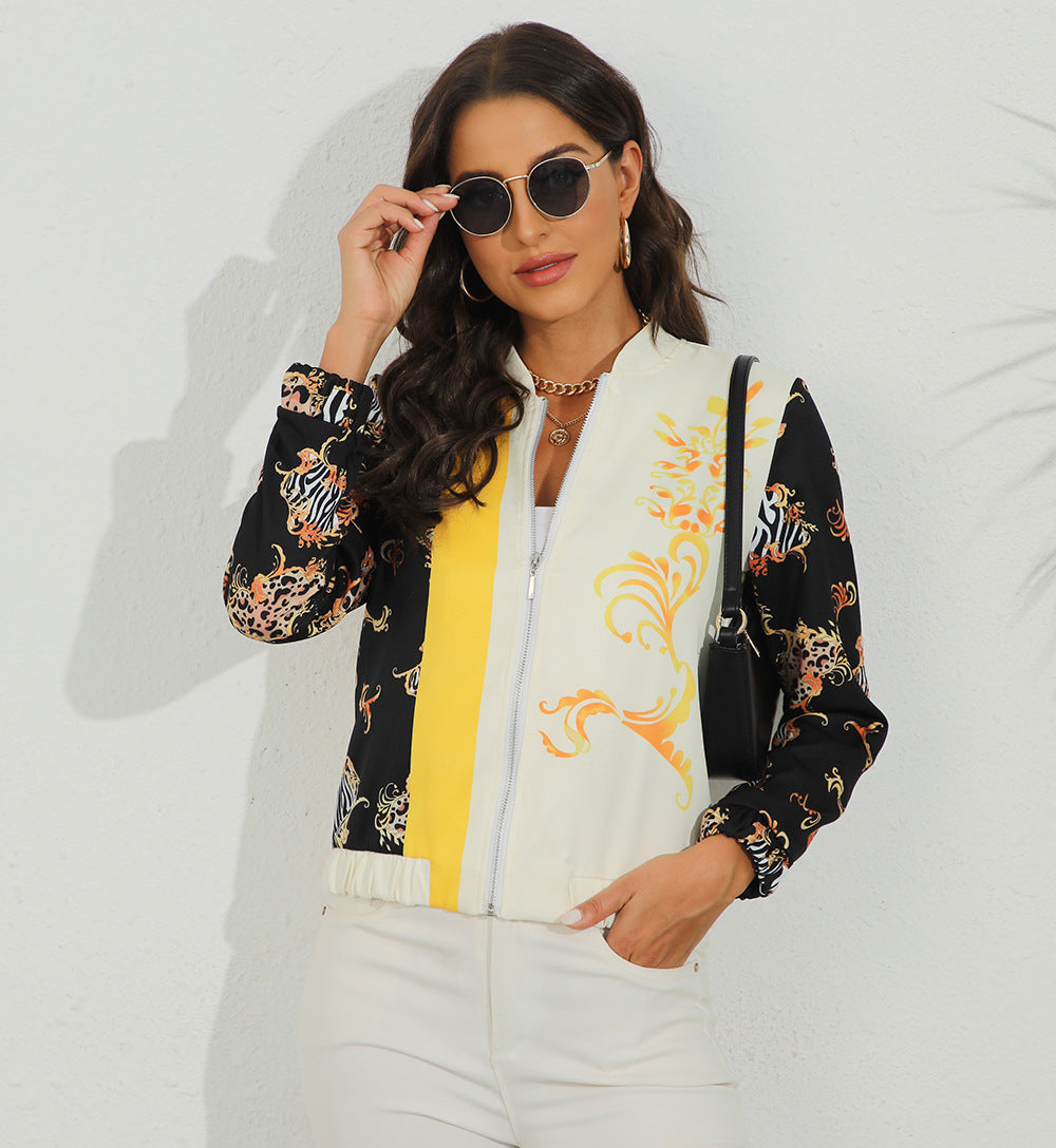 Damen sportliche Bomberjacke mit tierischem Print Drune