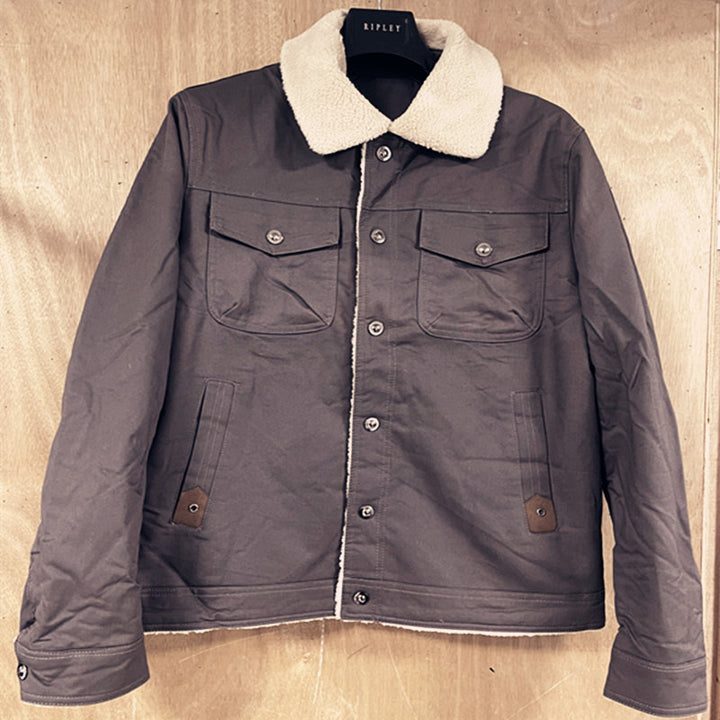 Herren Utility-Arbeitsjacke aus Canvas mit Kunstfellkragen und gesteppter Innenfütterung Drune