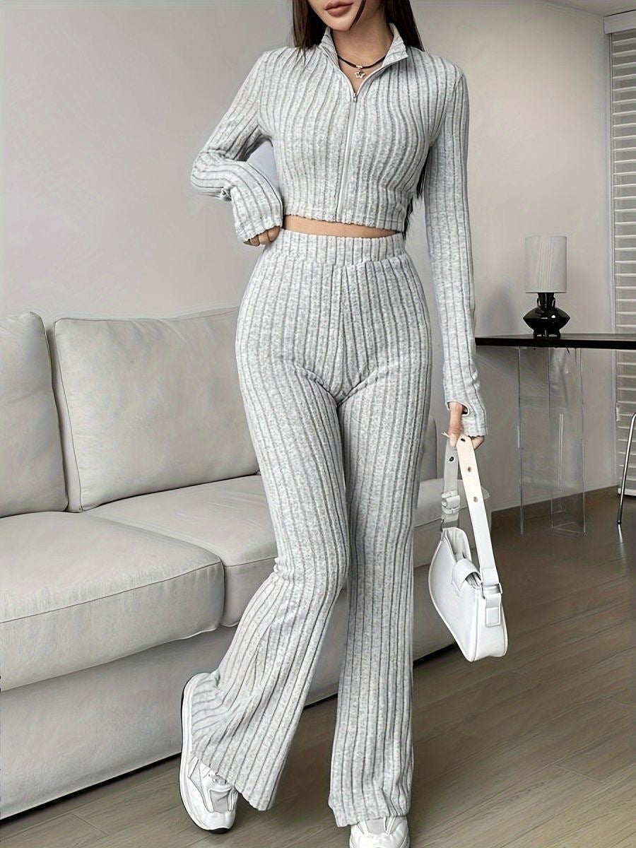 Damen lässiges Strick-Set mit Reißverschluss Drune