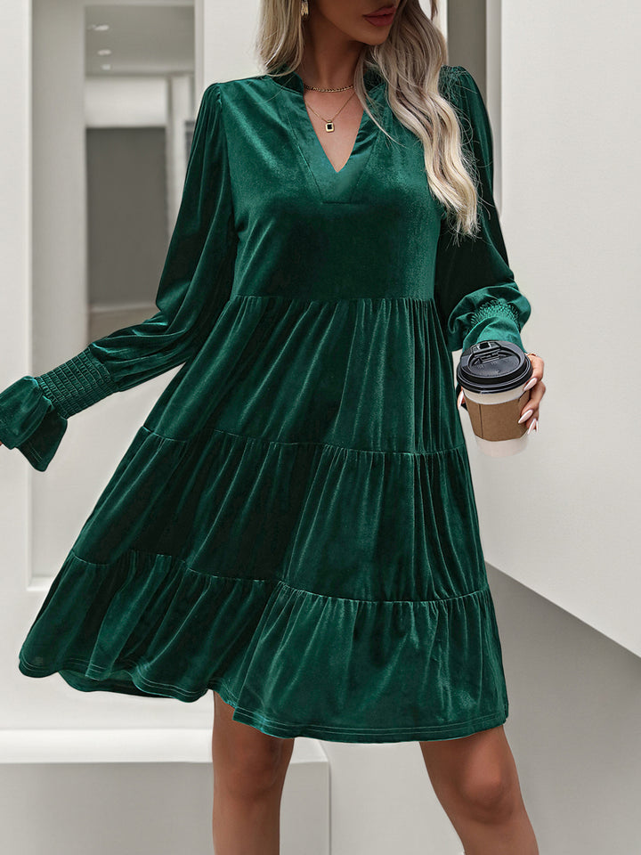Damen Verspielt geschnittenes Kleid mit V-Ausschnitt Drune