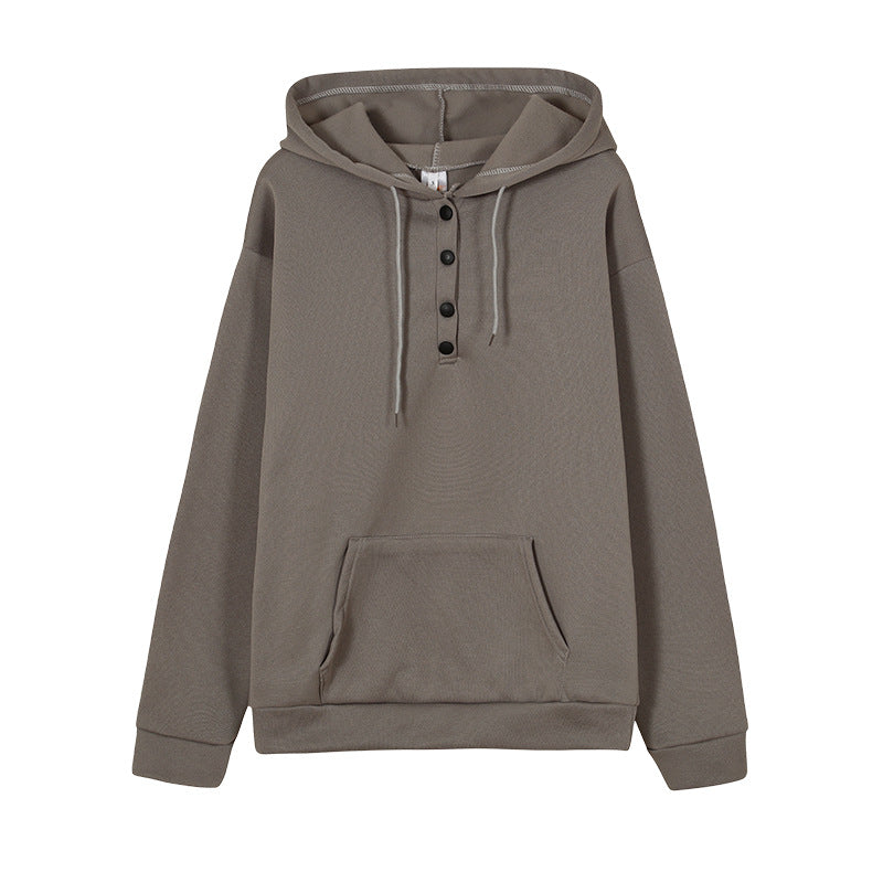 Damen Kapuzenpullover mit Knopfdetails und praktischer Kängurutasche Drune