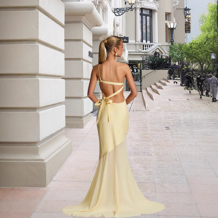 Damen asymmetrisches Abendkleid Drune