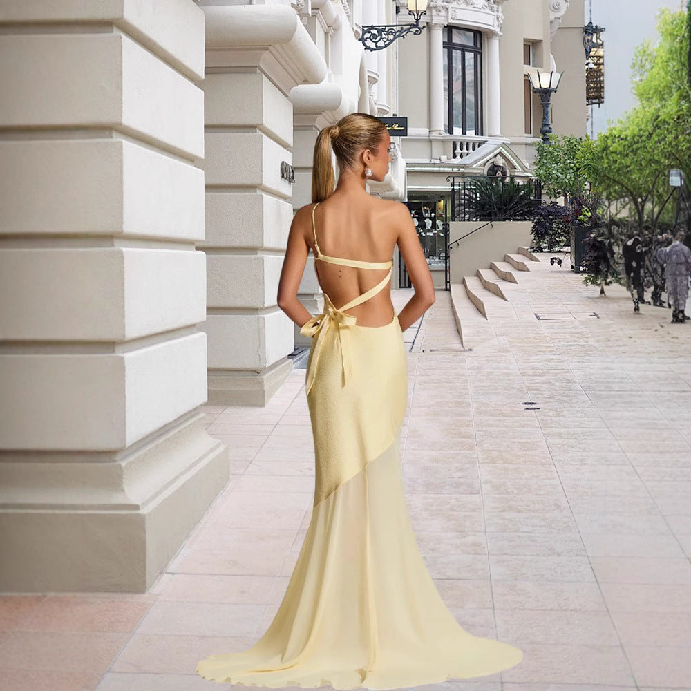 Damen asymmetrisches Abendkleid Drune