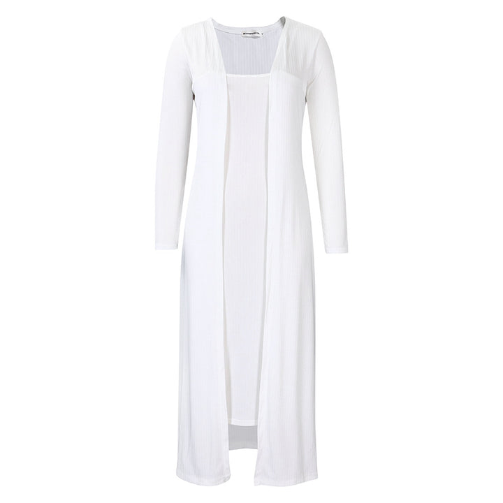 Damen langer Strickmantel mit feiner Rippstruktur und elegantem Schnitt Drune