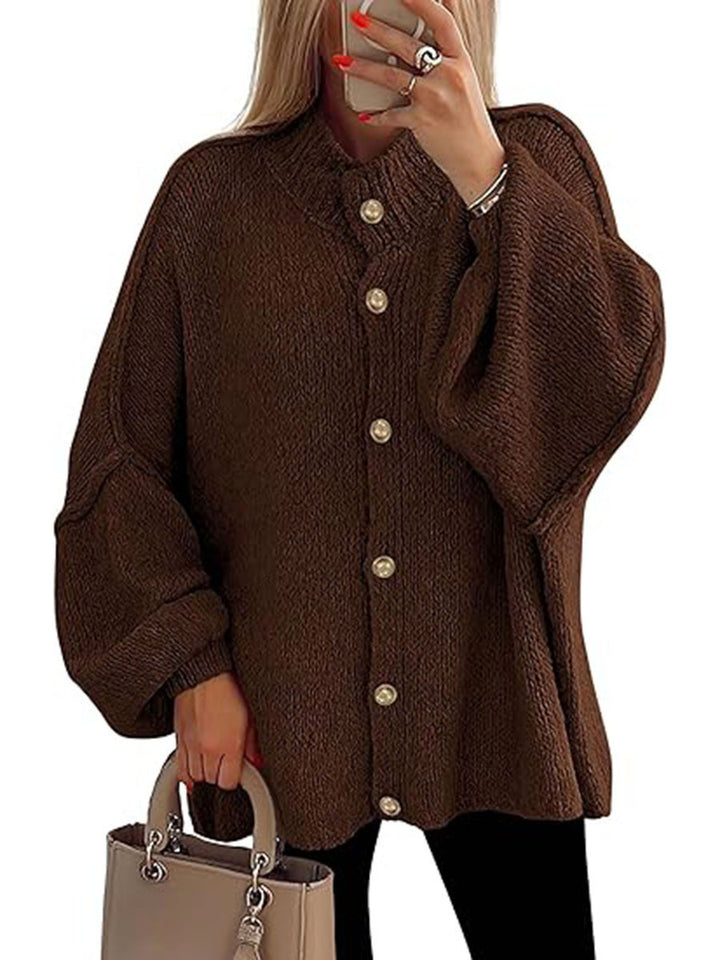 Damen oversized Strickjacke mit Knopfverschluss Drune