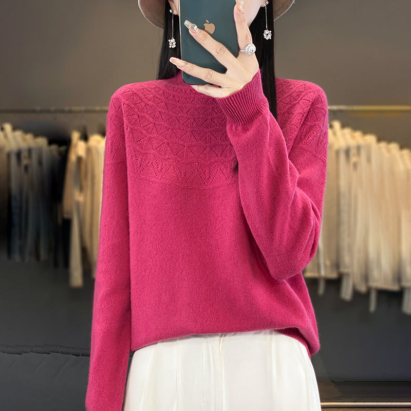 Damen Kuscheliger Mohair‑Optik Pullover mit Zierstruktur am Oberteil und Stehkragen Drune