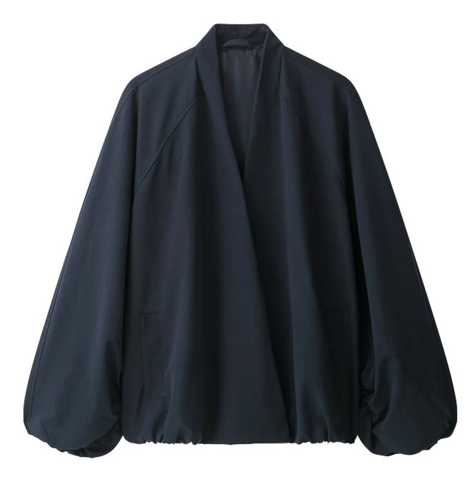 Damen Oversize‑Kimono‑Jacke mit voluminösen Ballonärmeln und elastischem Saum Drune