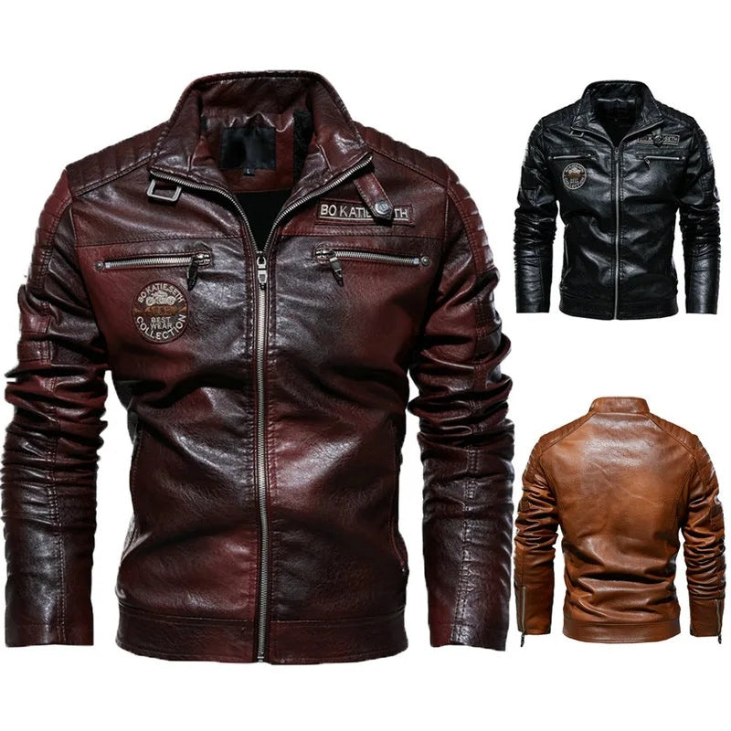 Herren Modische Bikerjacke aus Leder Drune