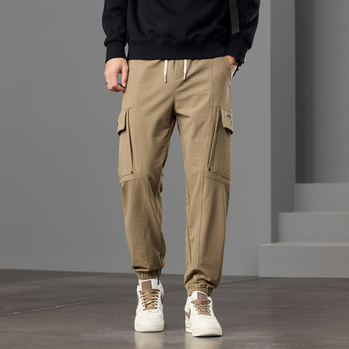 Herren Tapered Cargo-Joggerhose mit Knieeinsatz, Tunnelzugbund und Klappentaschen Drune