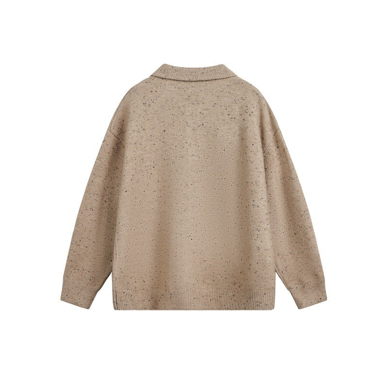 Damen Oversize-Polo-Pullover aus Mélange-Feinstrick mit Polokragen und Knopfleiste Drune