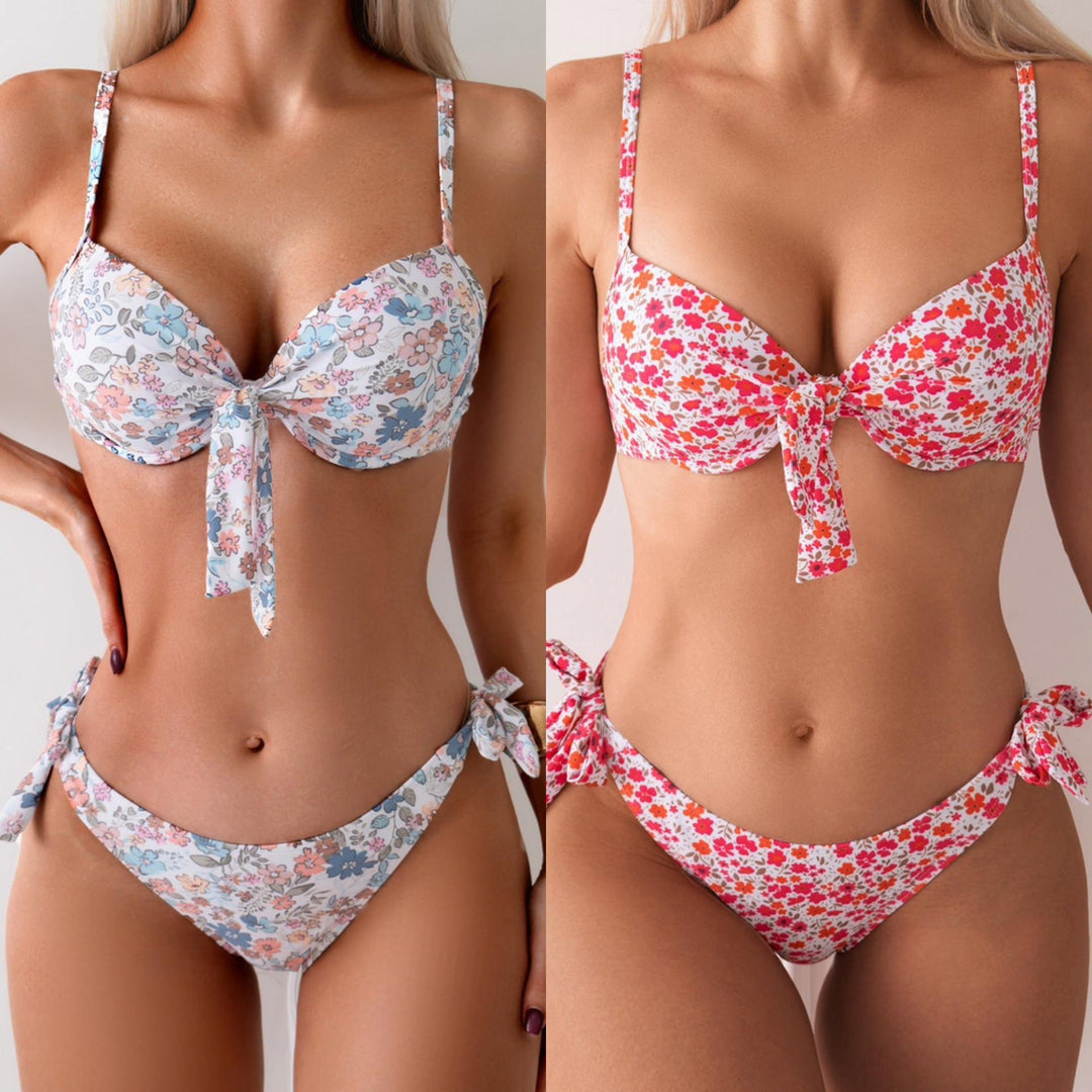 Damen Push-Up Bikini mit verspielter Schleifenbindung Drune