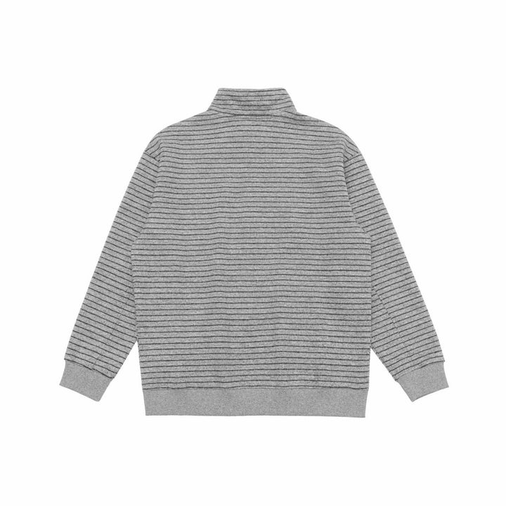 Herren Feinstrick-Halbzip-Pullover mit Stehkragen und feinen Streifen Drune