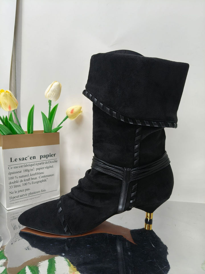 Damen Slouchy Knöchelstiefel mit dekorativem Schnallen-Detail Drune