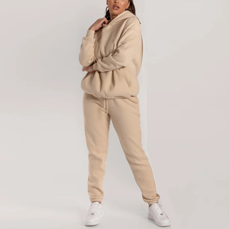 Damen Lässiges Hoodie-Set mit praktischen Taschen und elastischem Bund Drune