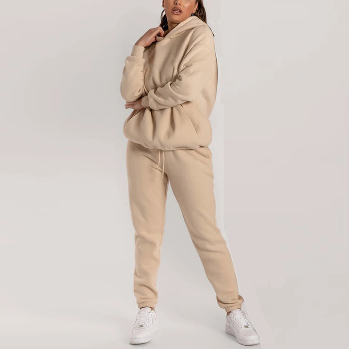 Damen Lässiges Hoodie-Set mit praktischen Taschen und elastischem Bund Drune