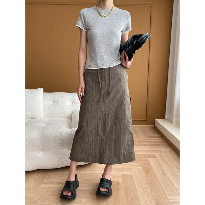 Damen Eleganter Maxirock mit praktischen Taschen Drune