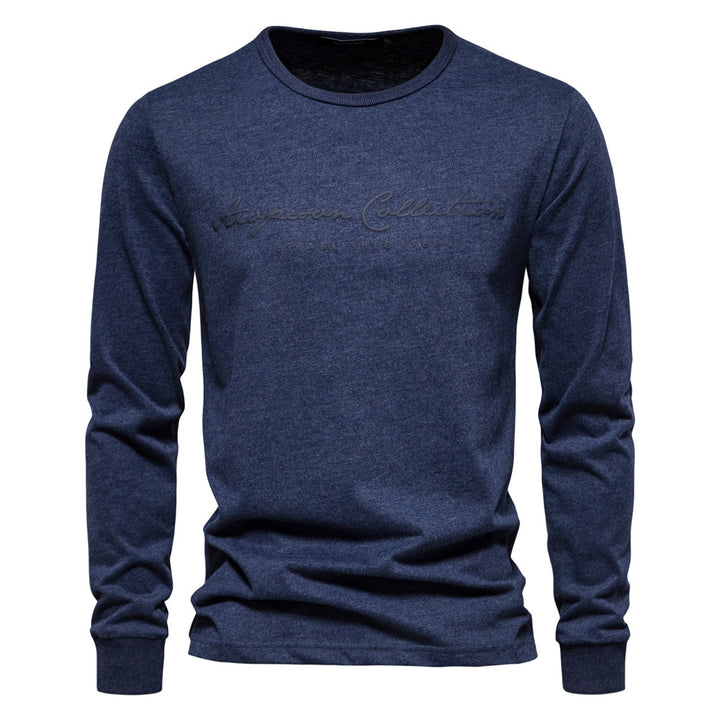 Herren nan minimalistisches Rundhals-Sweatshirt aus Baumwollmischung mit gerippten Bündchen Drune