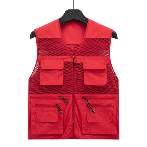 Herren atmungsaktive Mesh Outdoorweste mit multifunktionalen Taschen und Frontreißverschluss Drune