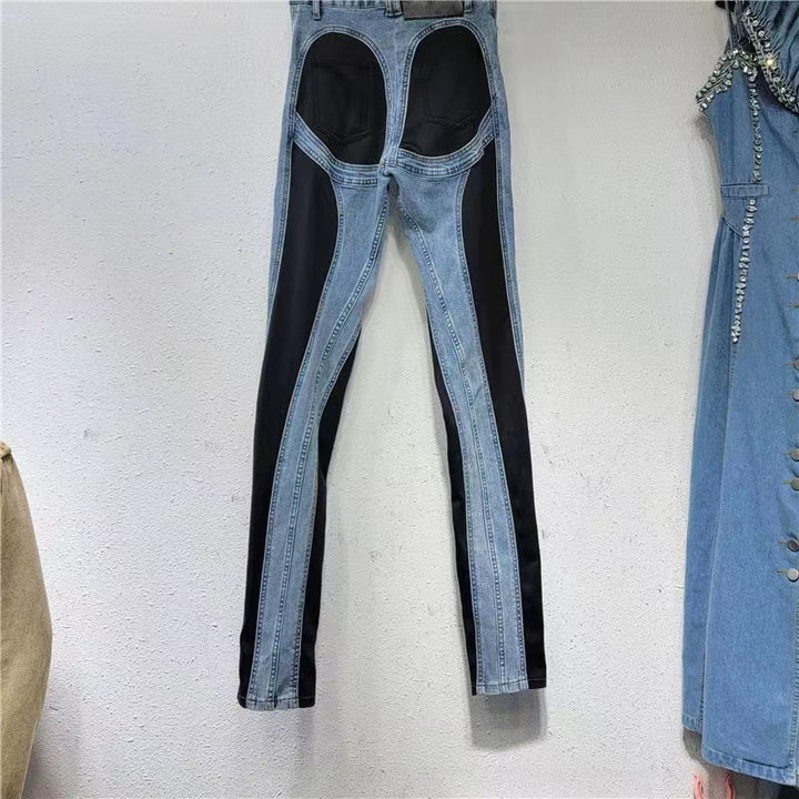 Damen Modische High-Waist Jeans mit seitlichen Schlitzen Drune
