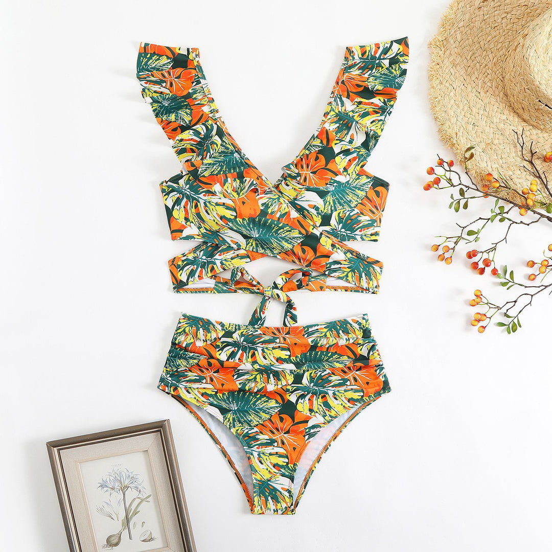 Damen Stilvolles Wickel-Bikini-Set mit Rüschendetails Drune
