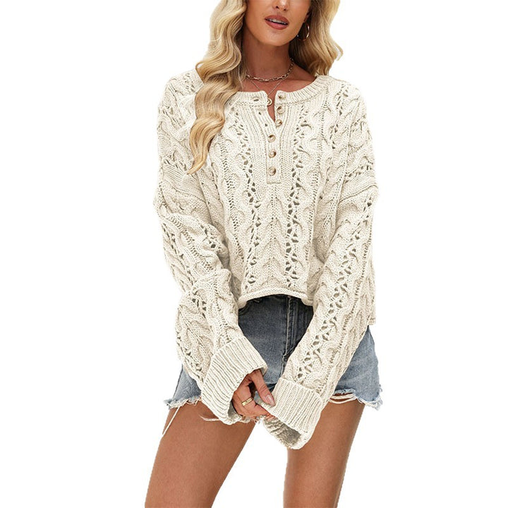 Damen kuscheliger Strickpullover mit strukturiertem Zopfmuster Drune