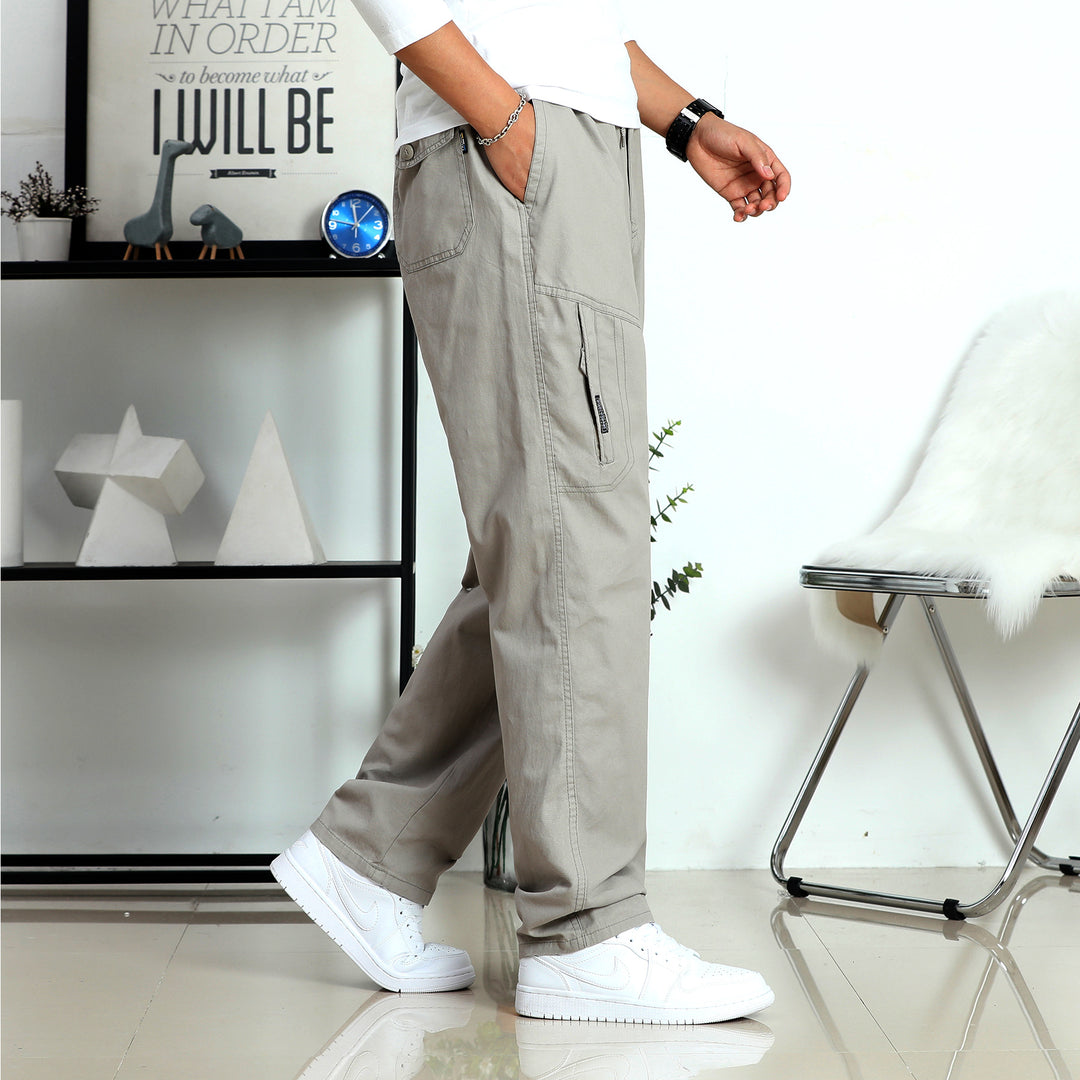 Herren Weite Cargohose im Utility‑Stil mit seitlicher Reißverschlusstasche und ergonomischen Nähten Drune
