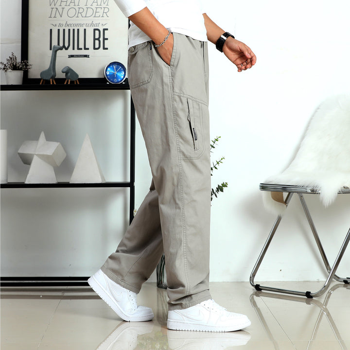 Herren Weite Cargohose im Utility‑Stil mit seitlicher Reißverschlusstasche und ergonomischen Nähten Drune