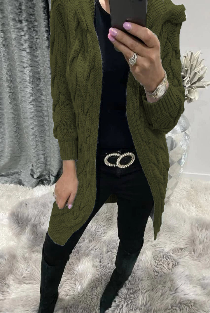 Damen Grobstrick-Cardigan mit nostalgischem Zopfdesign und praktischen Taschen Drune