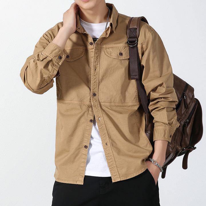 Herren Overshirt aus Baumwoll-Twill mit Brustklappen und entspanntem Regular-Fit Drune