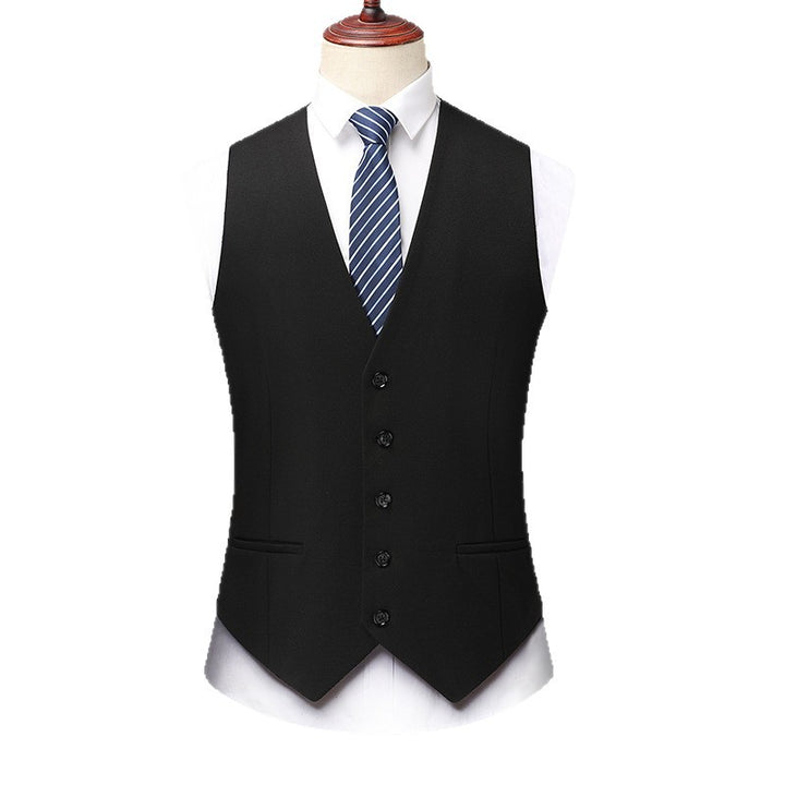 Herren Klassische Slim-Fit Anzugweste mit V-Ausschnitt und Leistentaschen Drune