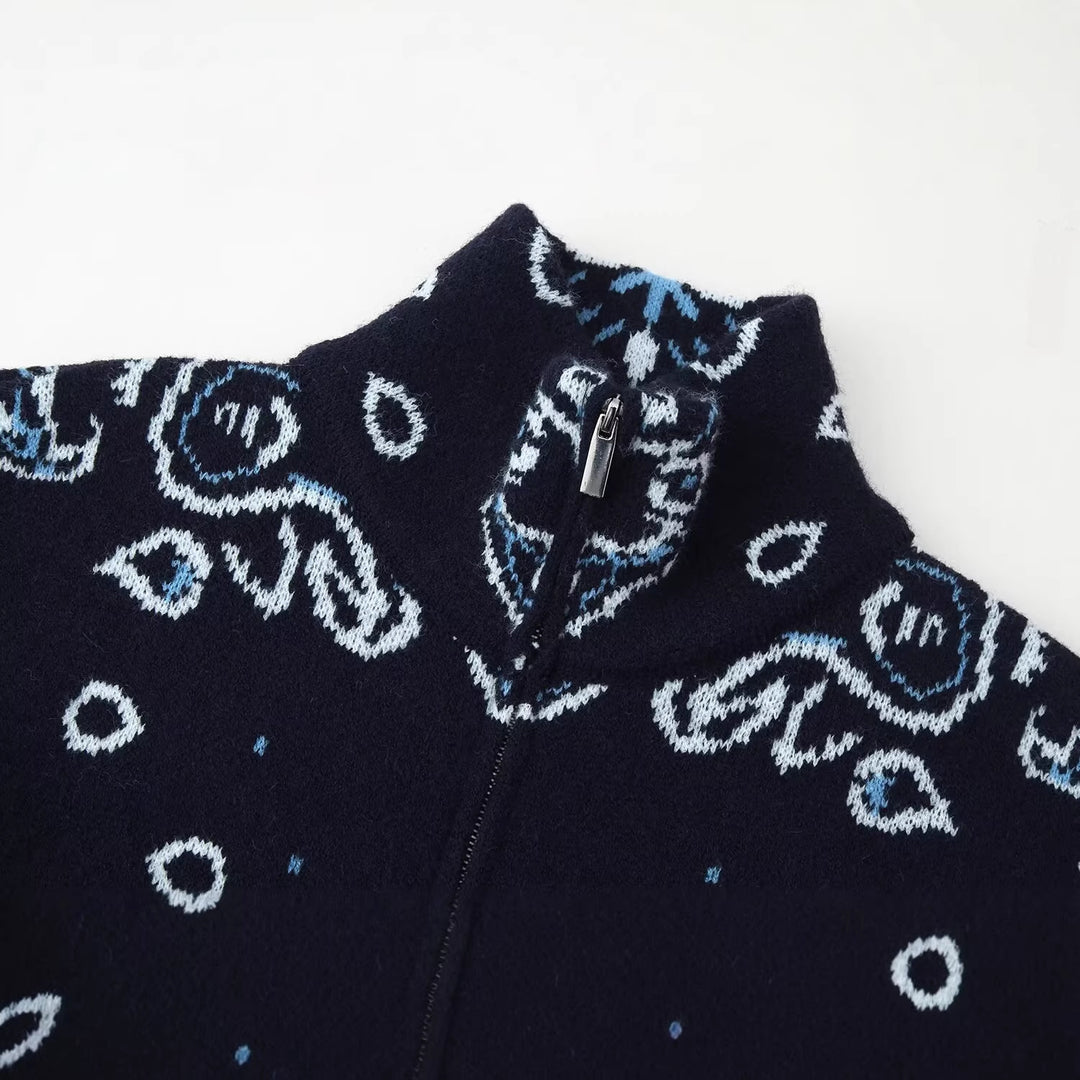 Damen Rollkragenpullover mit Allover-Bandana-Jacquard Drune