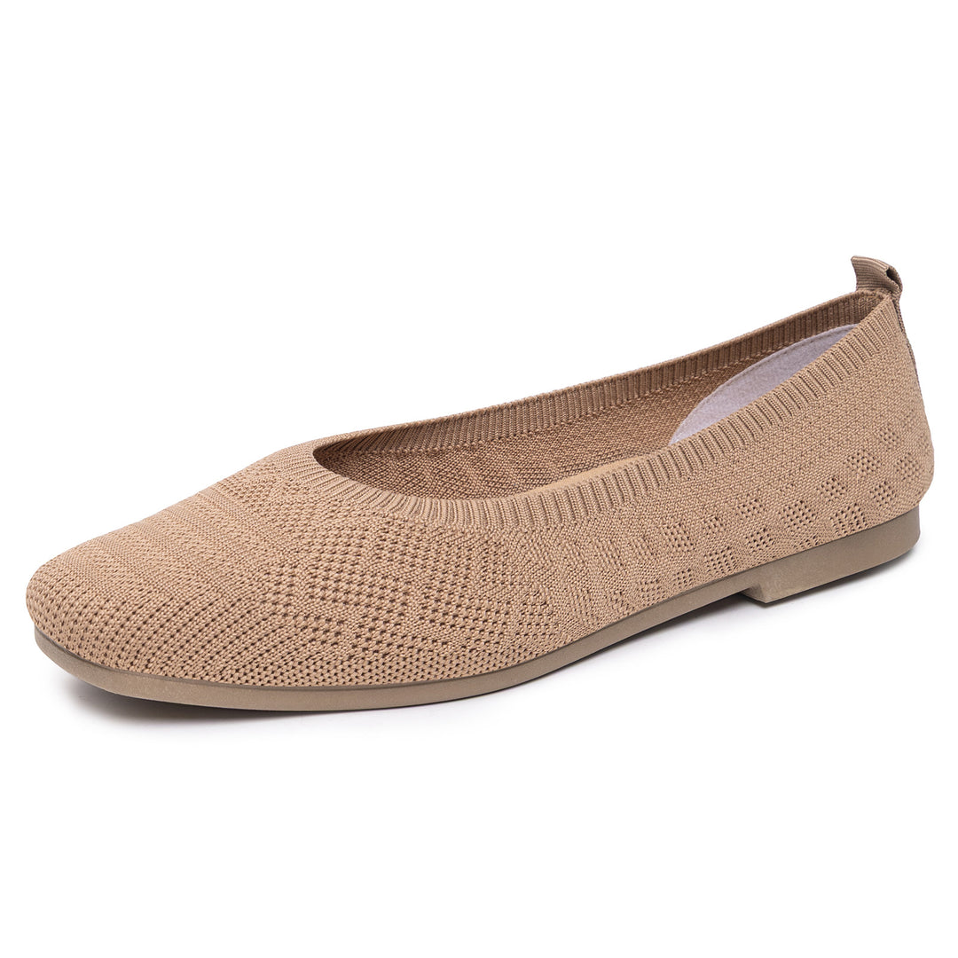 Damen nan gestrickte Ballerina-Slip-On Komfortballerina mit nahtlosem Sockeneinstieg und flexibler Leichtsohle Drune