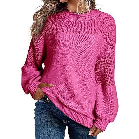 Damen Modischer Strickpullover mit überschnittenen Schultern und lässigem Schnitt Drune