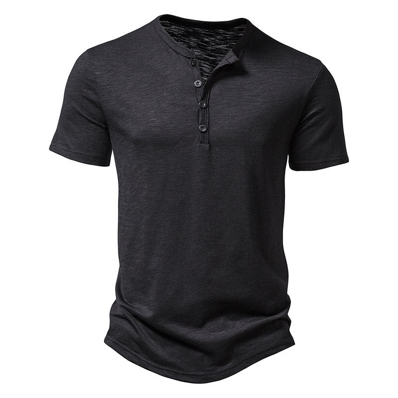 Herren Kurzarm-Henley-Shirt mit klassischem Knopfdesign Drune
