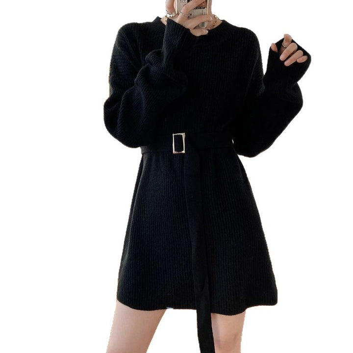 Damen Modischer Strickpullover mit Gürtel Drune