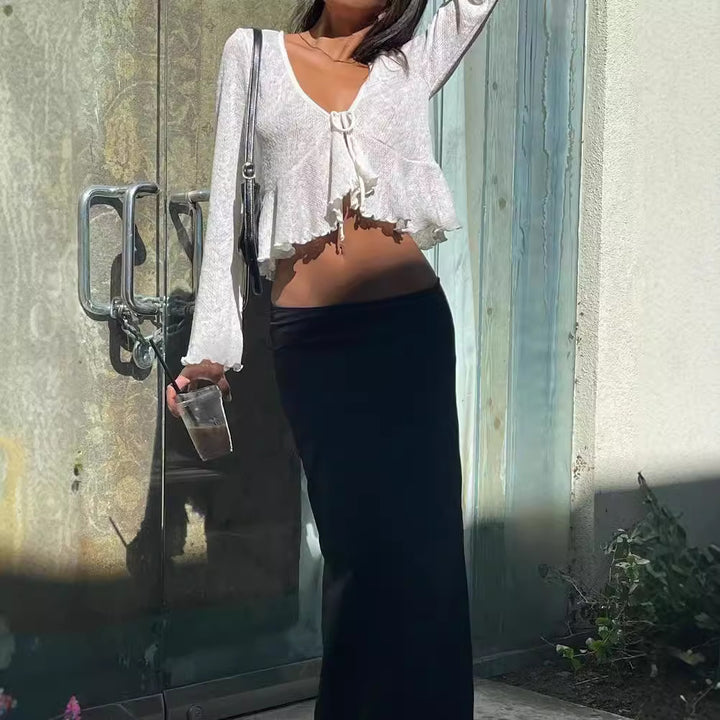 Damen Luftiges Crop-Top mit femininer Schnürung und lässigem Design Drune