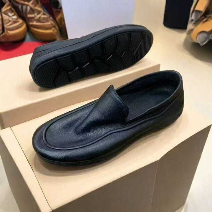 Damen Eleganter Leder-Slip-On-Loafer mit gepolstertem Fußbett und dezenter Plateausohle Drune