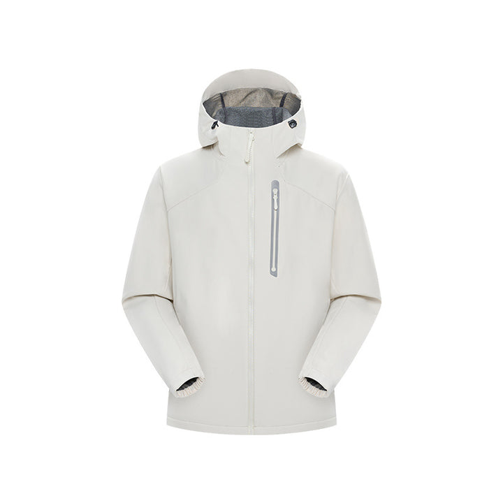 Herren Wasserdichte Softshell-Outdoorjacke mit verstellbarer Kapuze, verschweißten Reißverschlüssen und reflektierender Brusttasche Drune