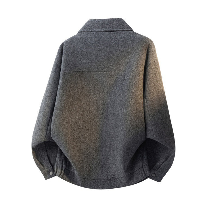 Herren Boxy Kurzjacke im College‑Stil mit Druckknopfleiste und geripptem Saum Drune