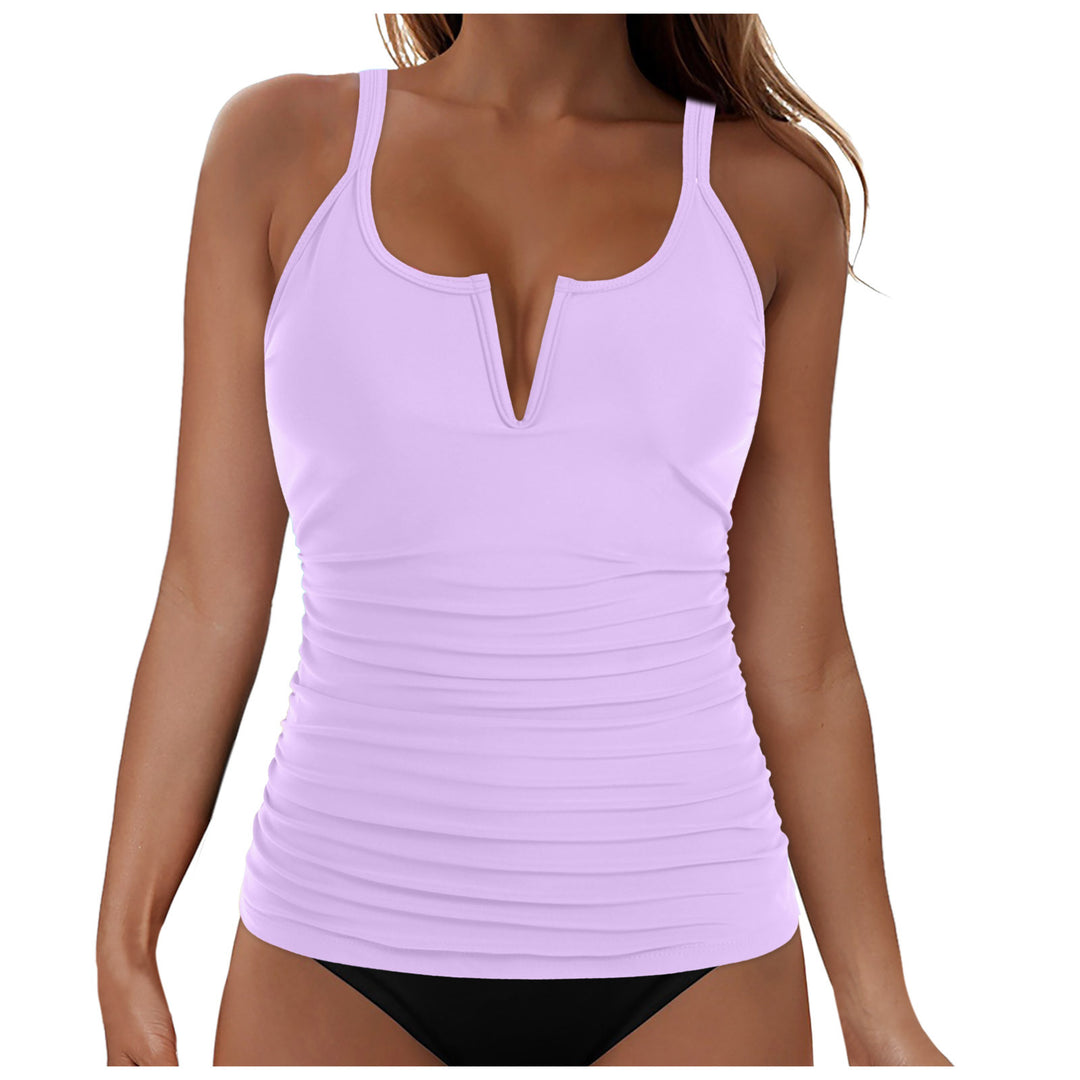 Damen Tankini-Oberteil mit figurumspielendem Design und tiefem V-Ausschnitt Drune