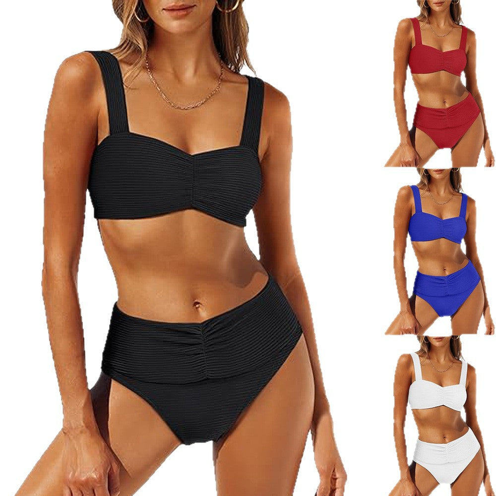 Damen Hochgeschnittener Bikini mit Raffung Drune