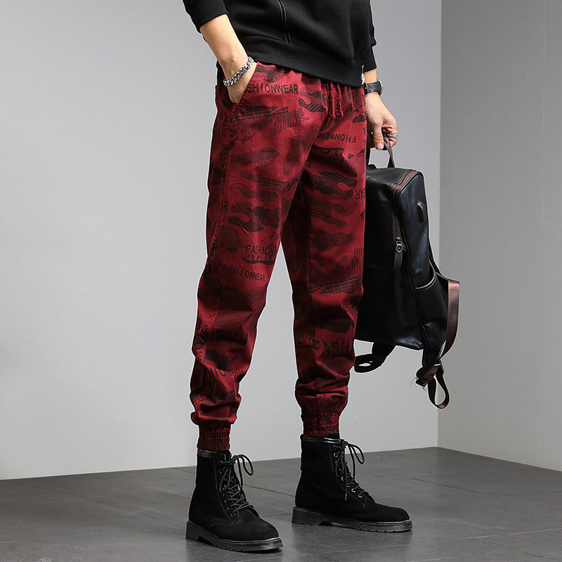Herren Camouflage-Joggerhose mit Tunnelzug, elastischen Bündchen und Statement-Prints Drune