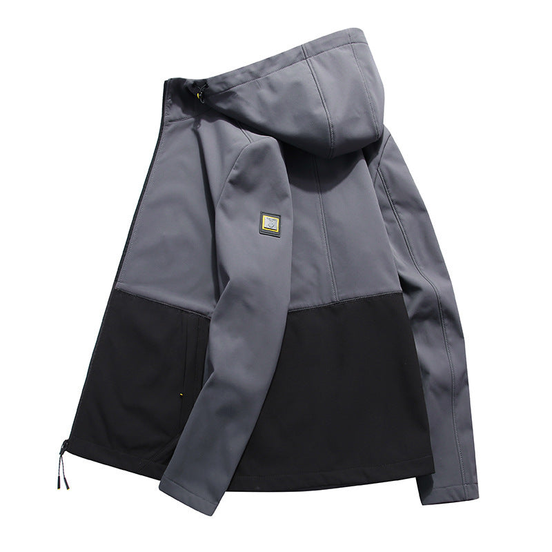 Herren leichte Softshell-Hybridjacke mit Kapuze wind- und wasserabweisend Drune