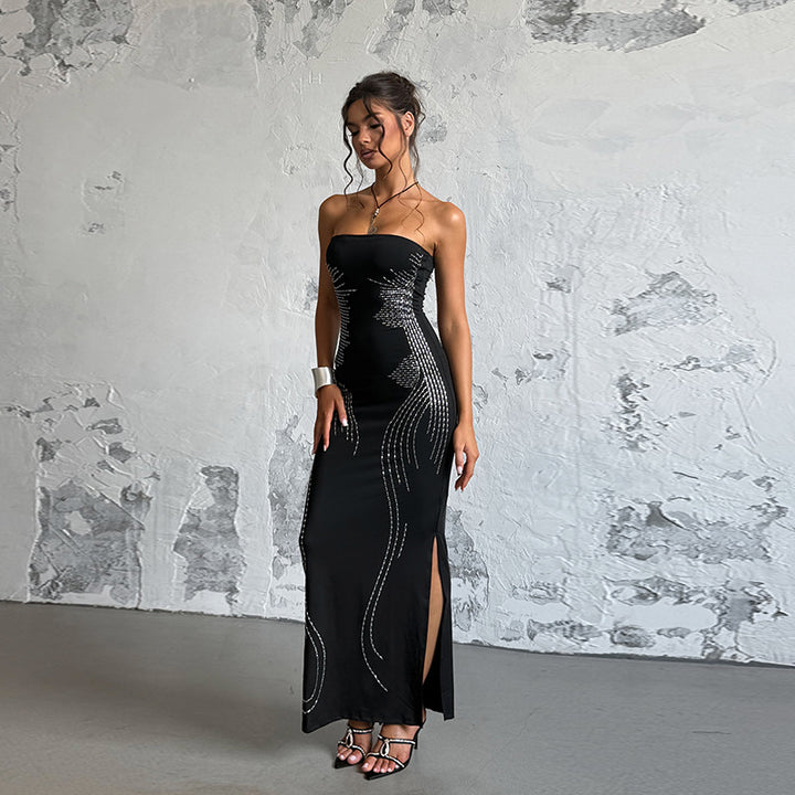 Damen Elegantes Bandeau-Minikleid mit funkelnden Akzenten Drune