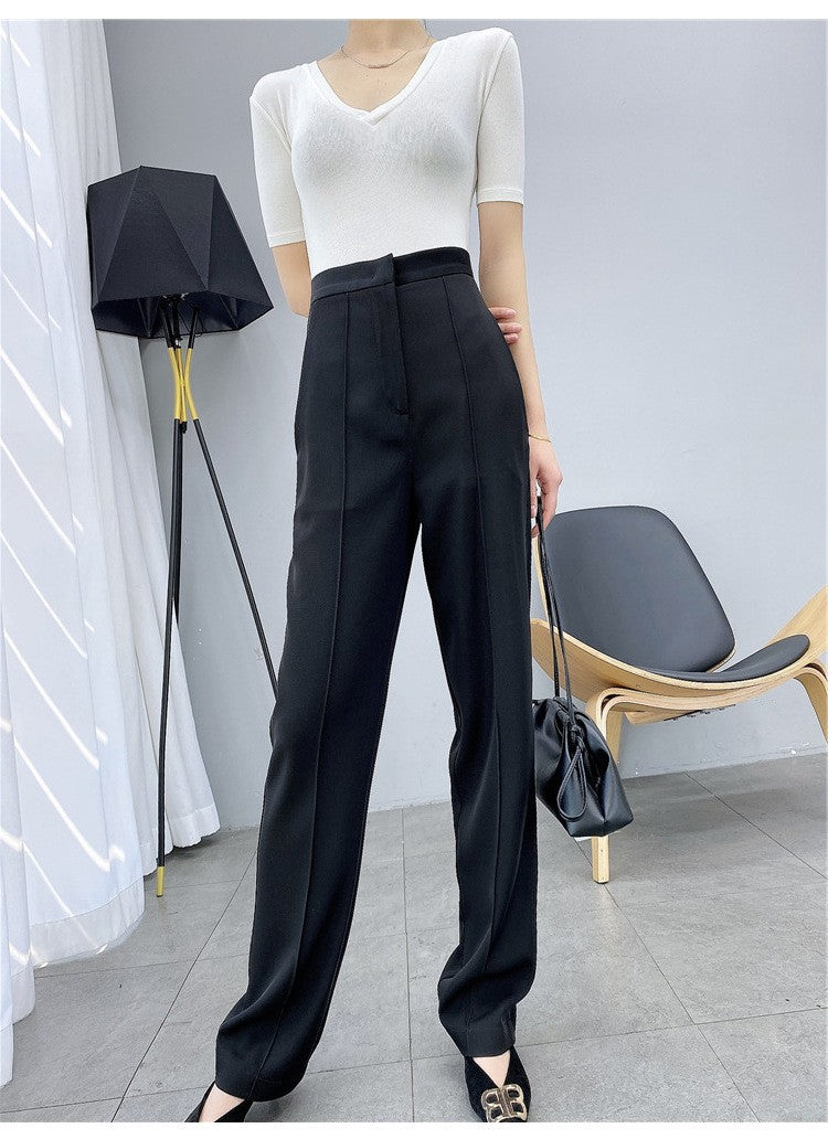 Damen Elegante und schicke Hochtaillierte Stoffhose Drune