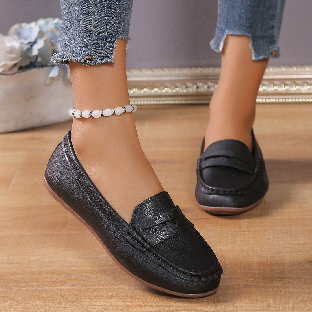 Damen Freizeit Leder Slipper mit dekorativem Bogen Drune